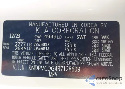 2024 Kia Sportage Hybrid Ex из США, поврежденный, VIN KNDPVCDG4R7128609